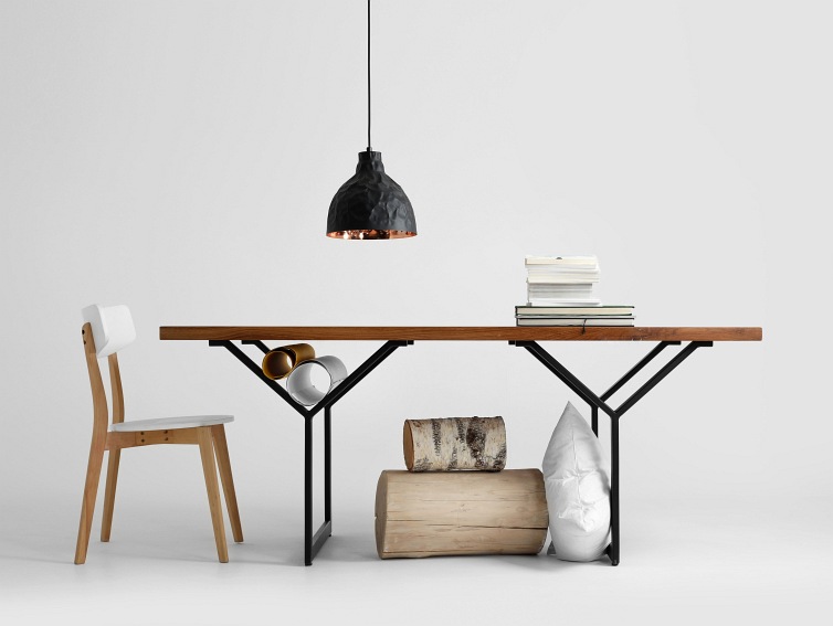 Stół Jadalniany Long Solid Wood 180x90 Dąb/Czarny