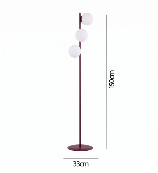 Lampa Podłogowa MAGNUS LP3 Burgundowy/Opal