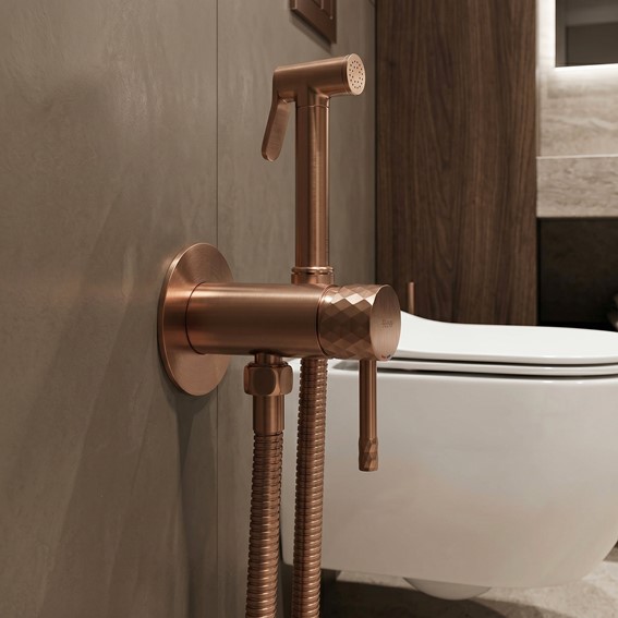 Bateria Bidetowa LUNGO LOOP DIAMOND Miedź Szczotkowana