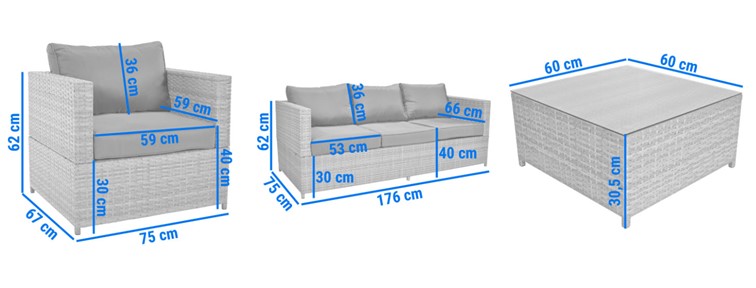 Zestaw Ogrodowy MALAGA SET MAX Szary