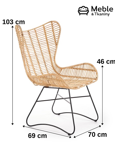 Fotel Ogrodowy INDIANA Rattan Naturalny/Czarny