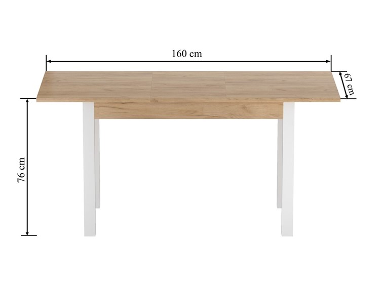 Stół Rozkładany ST22-FX (120-160)x67 Dąb Złoty Craft/Biały