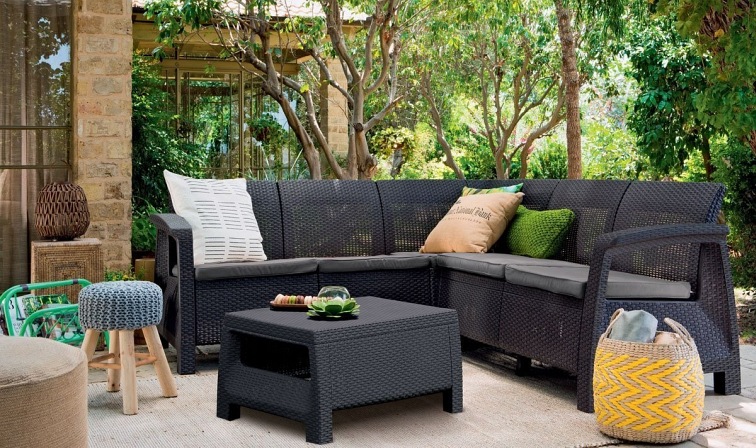 Zestaw Ogrodowy Narożnik + Stoliczek Corfu Relax Grafit