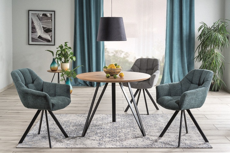 Stół Okrągły TETIS fi100 Dąb/Czarny