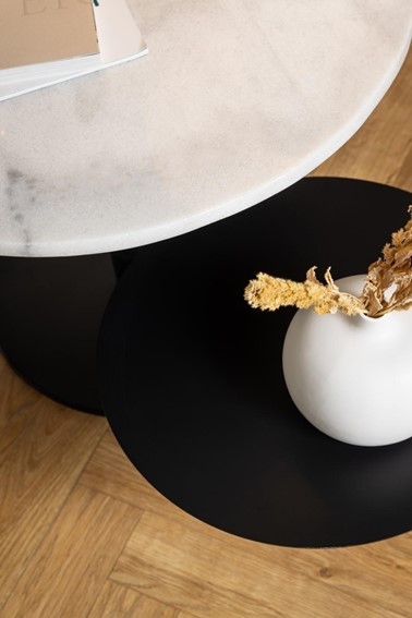 Stolik Kawowy LAHTI Fi60cm Biały/Czarny