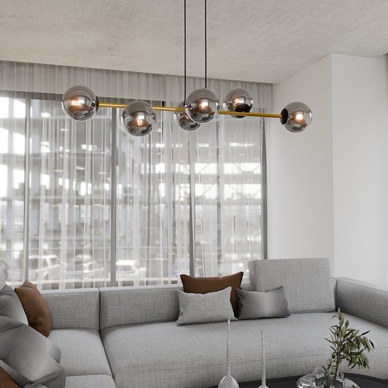 Lampa Wisząca GRAVITY 6 Czarny/Złoty/Grafitowy