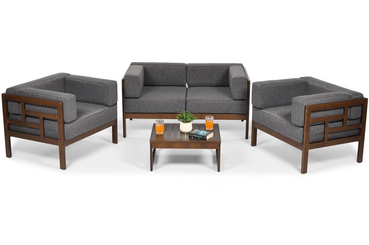 Zestaw Ogrodowy EDEN 4-Osobowy Brązowy/Grafitowy