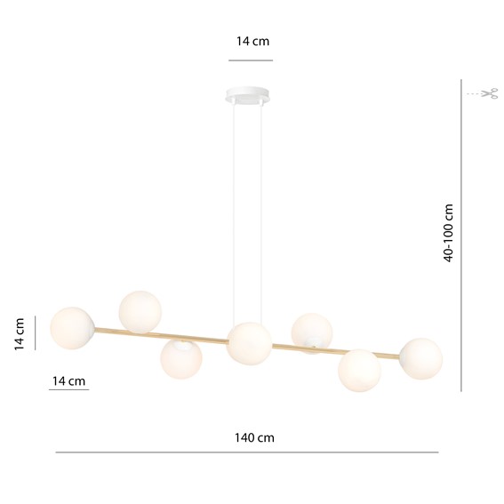 Lampa Wisząca GRAVITY 8 Biały/Złoty/Opal