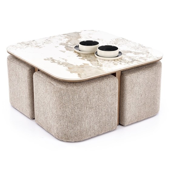 Ława ARAKIS Beżowy Marmur/Orzechowy