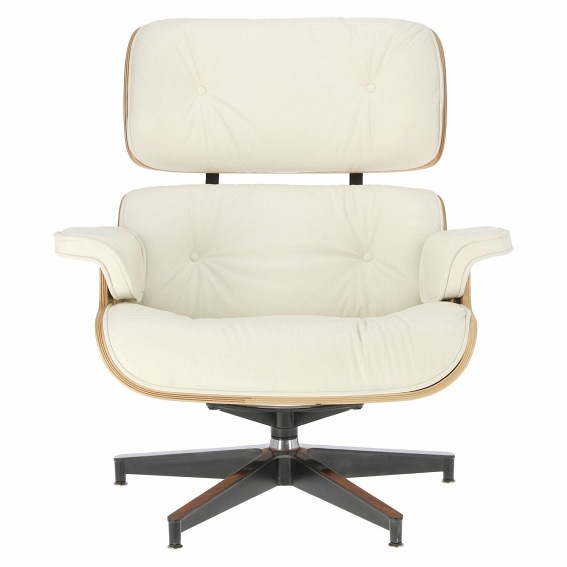 Fotel z Podnóżkiem VIP 54x82x85 Biały/Rosewood/Srebrna Baza