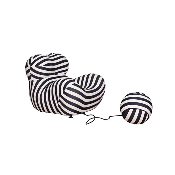 Fotel z Podnóżkiem N31-5 Biały/Czarny