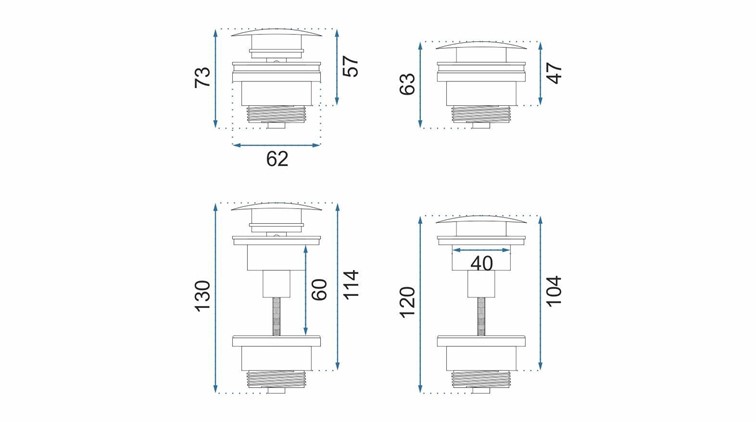 Korek KLIK-KLAK Uniwersalny Miedź Szczotkowana