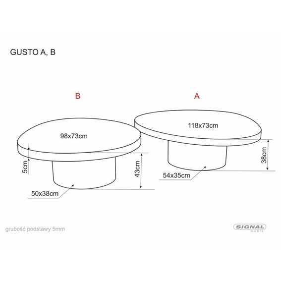 Ława GUSTO B 98x73cm Brąz Połysk/Miedziany