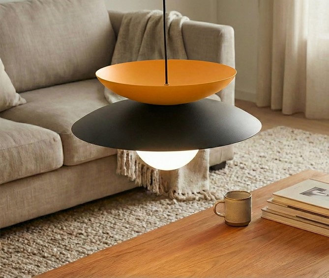 Lampa Wisząca NAGOYA 1 Czarny/Pomarańczowy