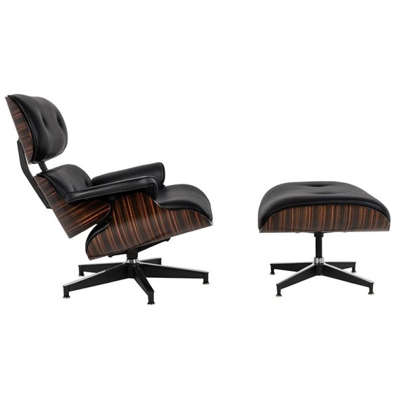 Fotel z Podnóżkiem LOUNGE HM PREMIUM Czarny/Heban