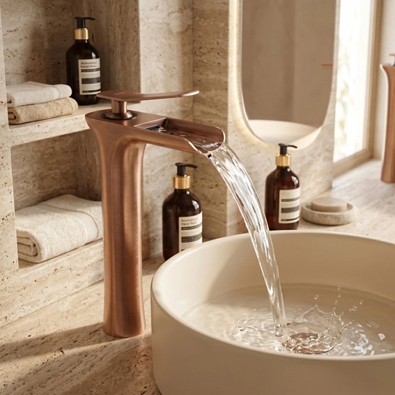 Bateria Umywalkowa Wysoka LAGUNA Miedź Szczotkowany
