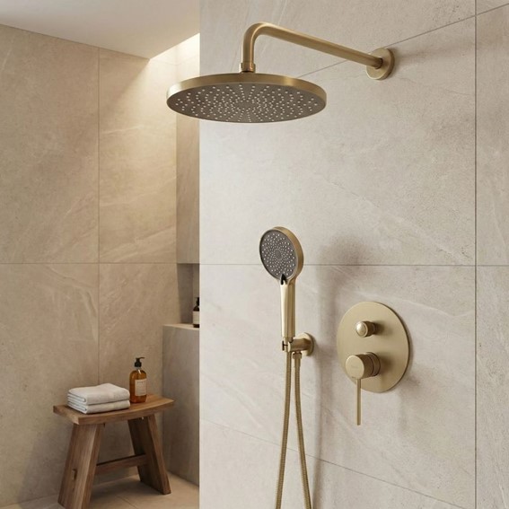 Zestaw Natryskowy LUNGO STRIPE BOX Złoty Szczotkowany