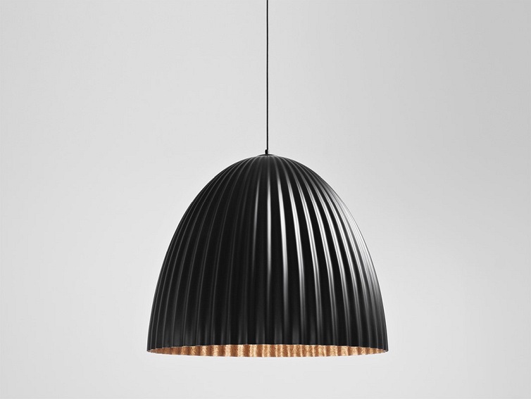 Lampa Wisząca Plissart L 70x60x130 Czarny/Miedziany