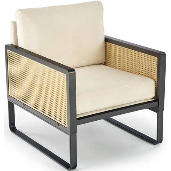 Fotel Wypoczynkowy ILARIO Czarny/Beżowy