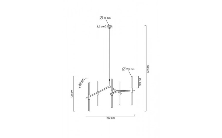 Lampa Wisząca CANDELABR 10 Czarny