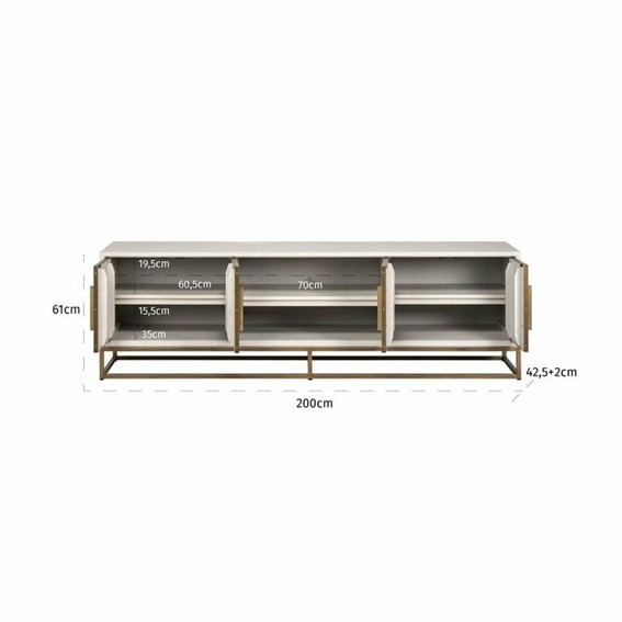 Szafka RTV WHITEBONE BRASS Biały