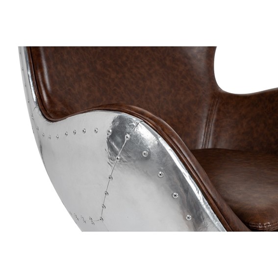 Fotel EGG AVIATOR PU Brązowy/Srebrny