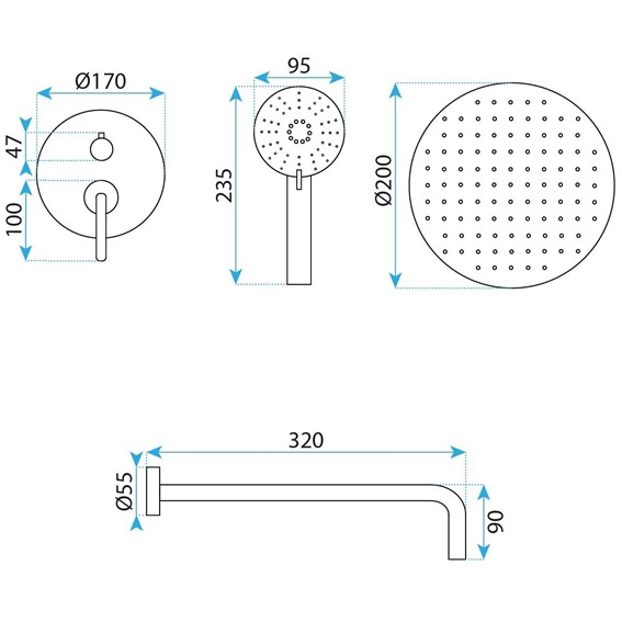 Zestaw Natryskowy Podtynkowy ONTARIO JS-1180 + Box Czarny