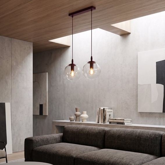 Lampa Wisząca COSMO 2 Burgundowy/Transparentny