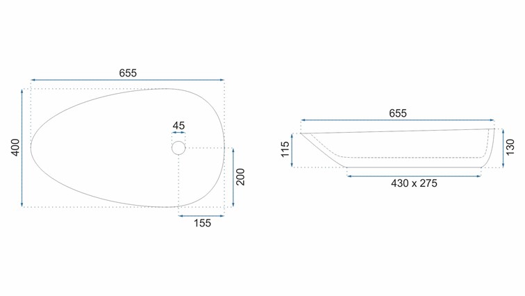 Umywalka Nablatowa GRETA 65 Biały