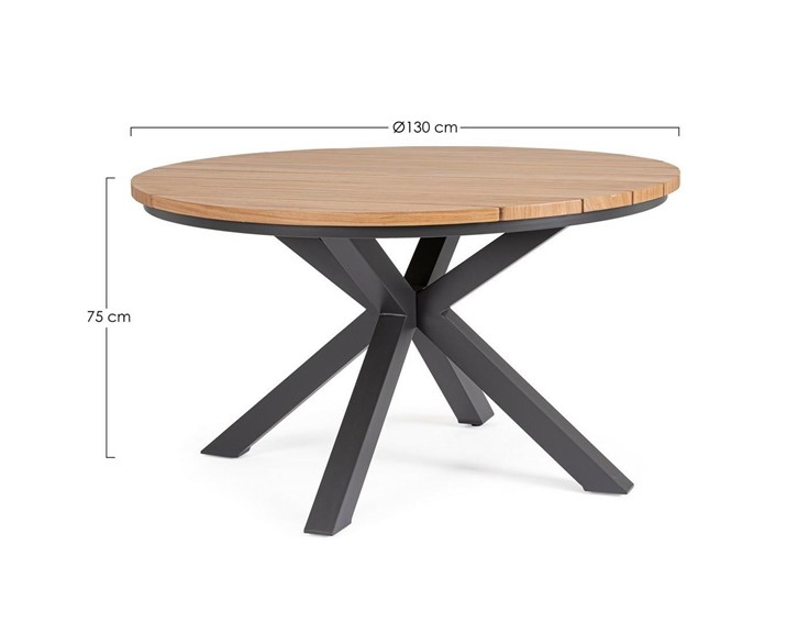 Stół Ogrodowy ZELMAR Fi130cm Brązowy/Czarny