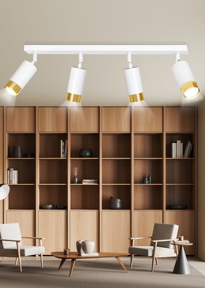 Lampa Sufitowa HIRO 4 Biały/Złoty