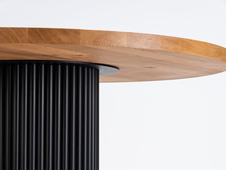 Stół Jadalniany FLAMINGO fi120 Dąb Lity Gładki/Czarny