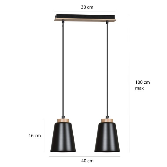 Lampa Wisząca BOLERO 2 Czarny