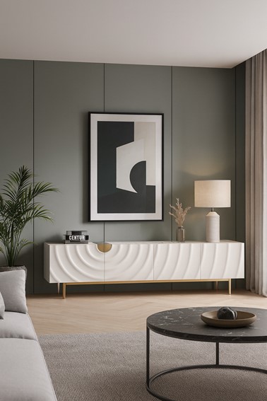 Komoda RTV STILIG ST320 Biały/Złoty