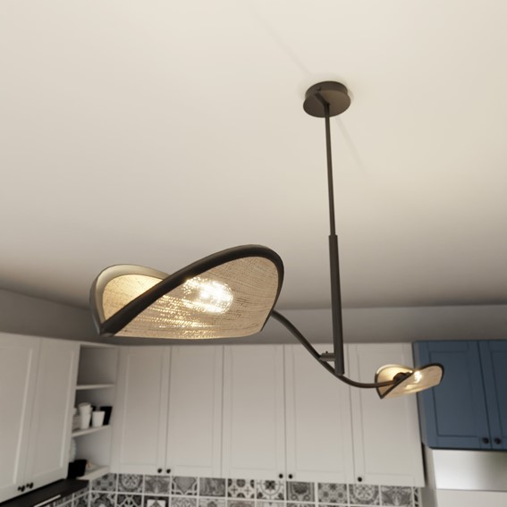 Lampa Wisząca LOTUS 2 Czarny/Naturalny