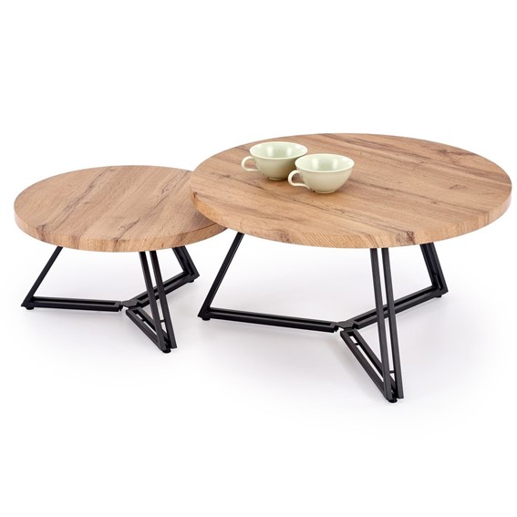 Zestaw Ław ANGER fi75/55 Dąb Złoty/Czarny