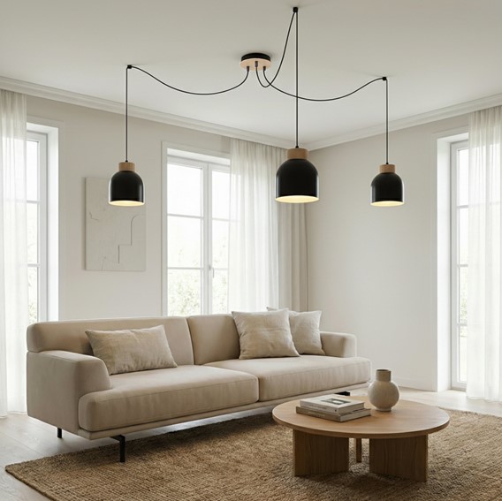 Lampa Wisząca KRU 3 Czarny