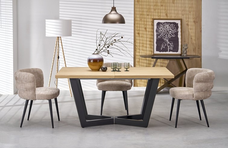 Stół Rozkładany MASSIVE 2 (160-250)x90 cm Dąb Naturalny/Czarny