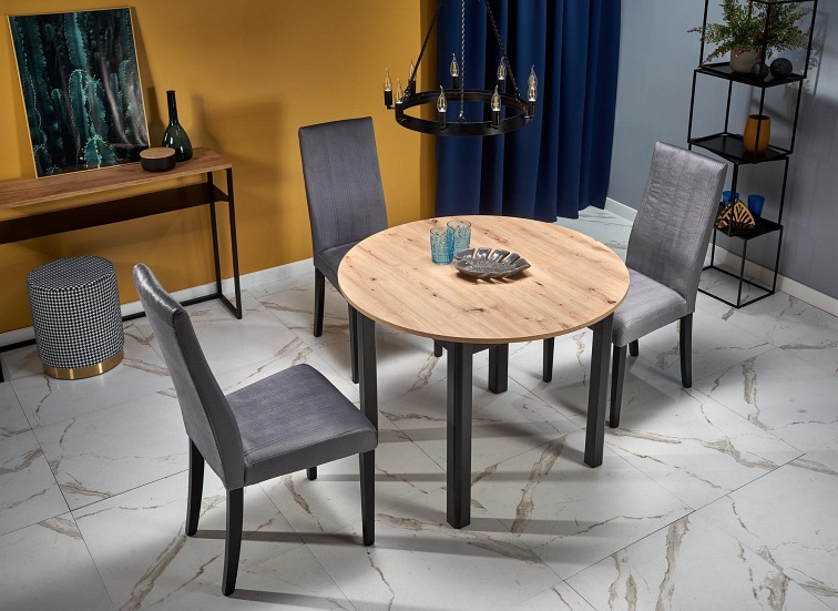 Stół Rozkładany RINGO (102-142)x102 Czarny/Dąb Artisan