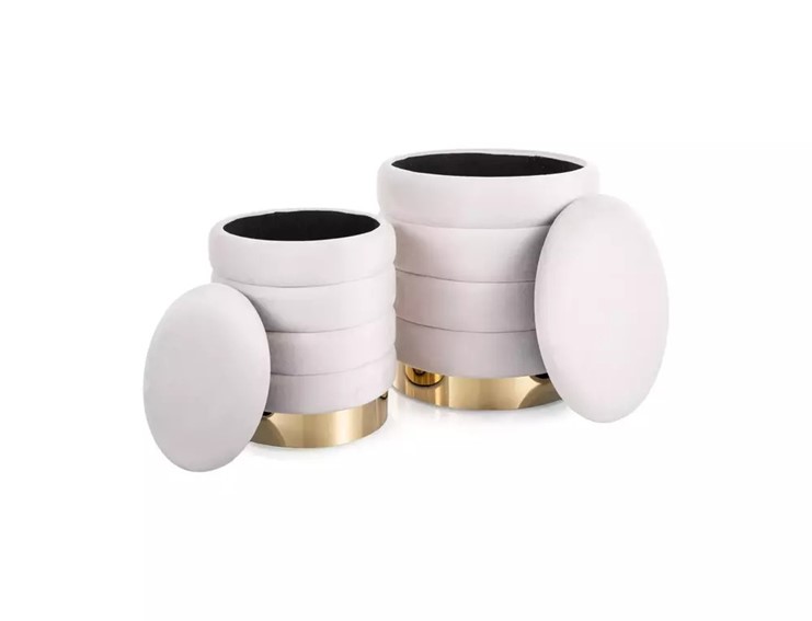 Zestaw Puf BRITTA Velvet Jasny Beż