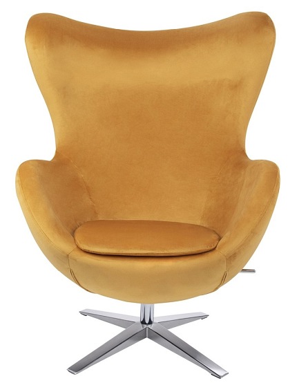 Fotel EGG Szeroki Velvet Musztardowy