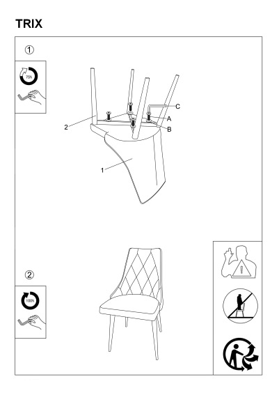 Krzesło TRIX B Velvet Czarny/Szary