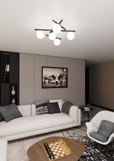 Lampa Sufitowa SMART 5 Czarny/Opal