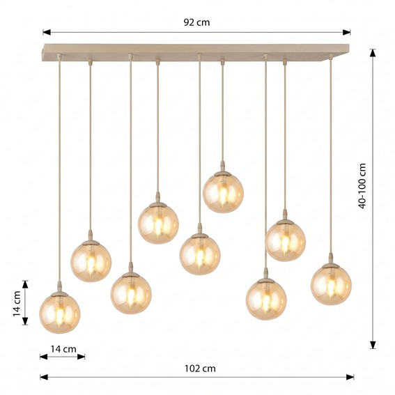 Lampa Wisząca COSMO 9 Beżowy/Miodowy