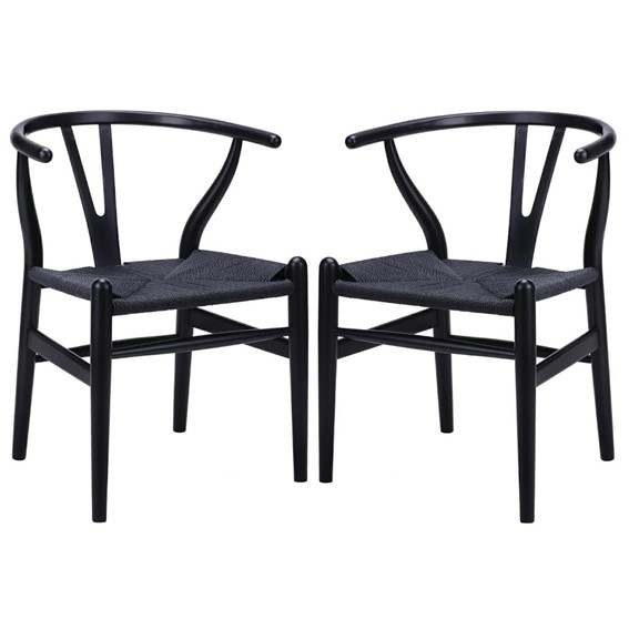 Zestaw 2x Krzesło Drewniane VALI Czarny/Czarny