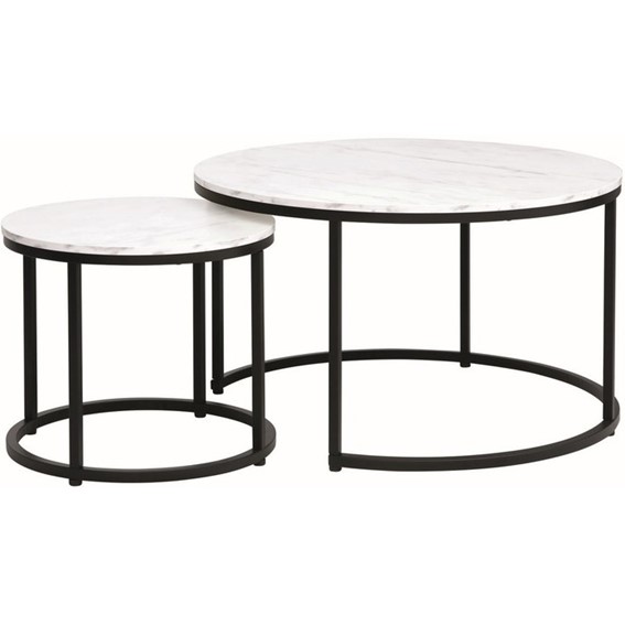 Ława DION fi80/48 Czarny/Biały Efekt Marmuru