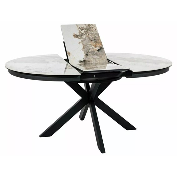 Stół Rozkładany PORTO Ceramic (160-120)x120cm Biały Połysk/Czarny Mat