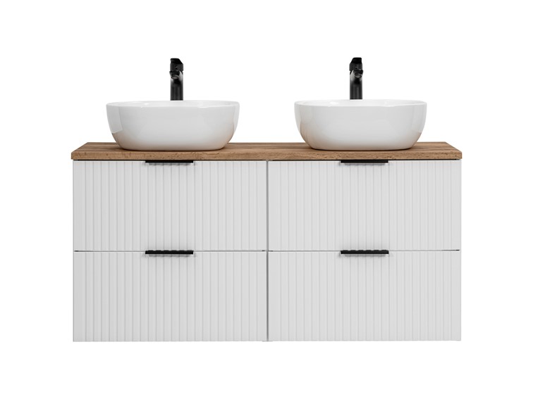 Zestaw ADW B UN 6252 120cm (2x Szafka + Blat + 2x Umywalka) Biały/Dąb
