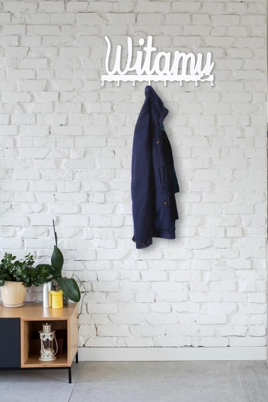 Wieszak Ścienny Witamy 4x52x23 Biały