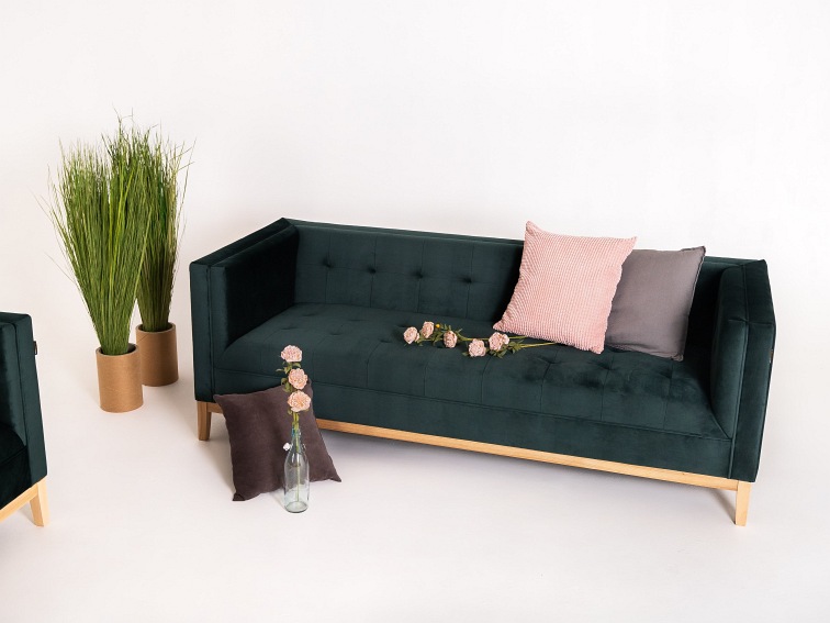 Sofa By-Tom 208x85x73 Avocado/Naturalny